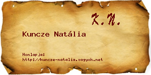 Kuncze Natália névjegykártya